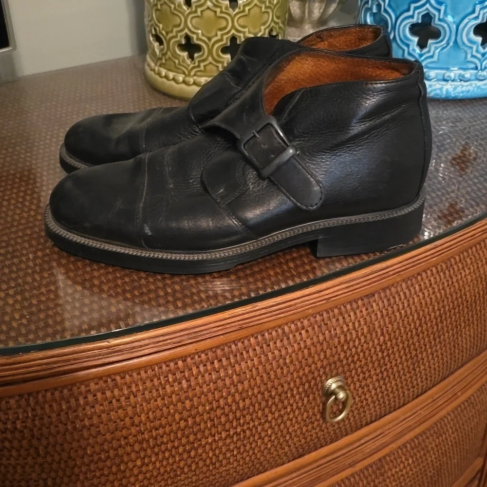 Carlo Morandi Vintage Men's Black Leather Buckle Shoes Size 9.5